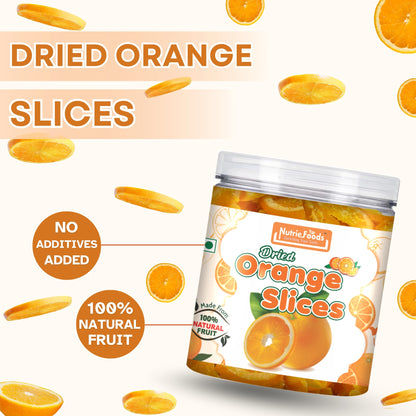 Nutriefoods Premium Dried Orange Slices | Rich in Vitamin C | 100% Natural Orange Bites | No Added Color, Flavors (250gm)