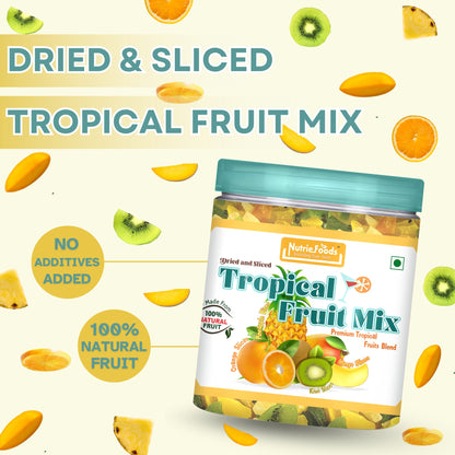 Nutriefoods Tropical Dried Fruit Mix, 100% Natural Blend of Dried Mango, Kiwi, Pineapple, and Oranges (250g)