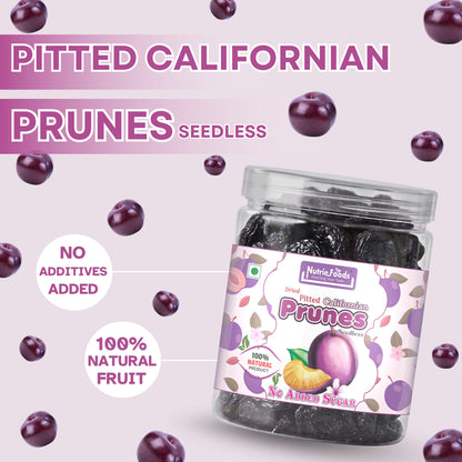Nutriefoods Premium Dried Pitted Prunes | Vitamin-Rich | 100% Natural Fruit | No Added Additives or Sugar | (250gm)