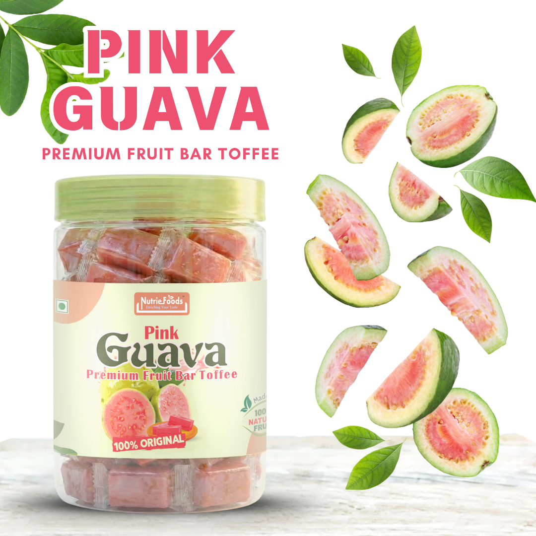 Nutriefoods Pink Guava Toffee | 100% Natural Fruit Candy | Premium Guava Fruit Bar