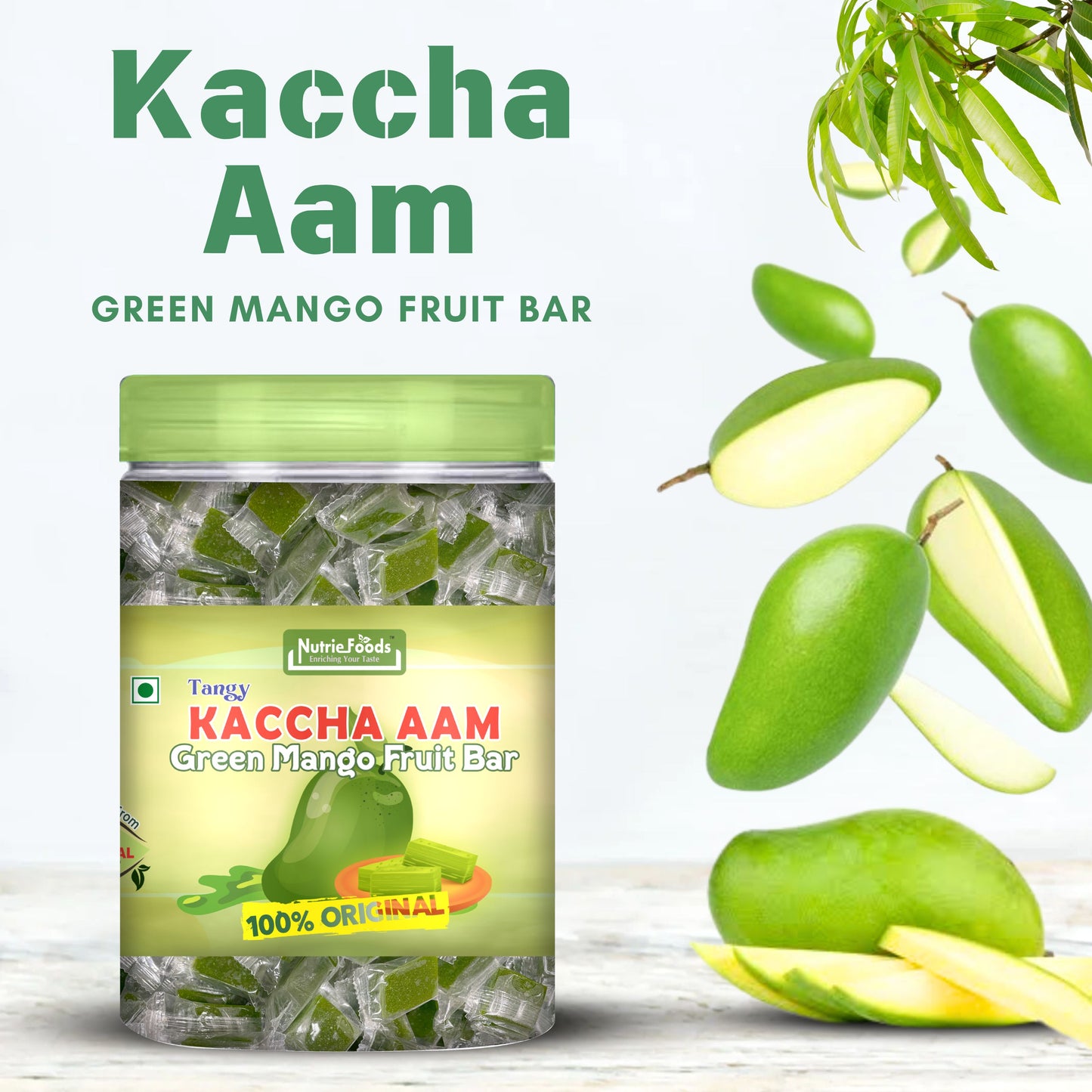 Kaccha Aam Toffee | Green Mango Fruit Bar | 100% Natural Fruit Candy | Premium Raw Mango Toffee