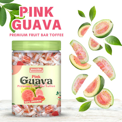 Nutriefoods Pink Guava Toffee | 100% Natural Fruit Candy | Premium Guava Fruit Bar