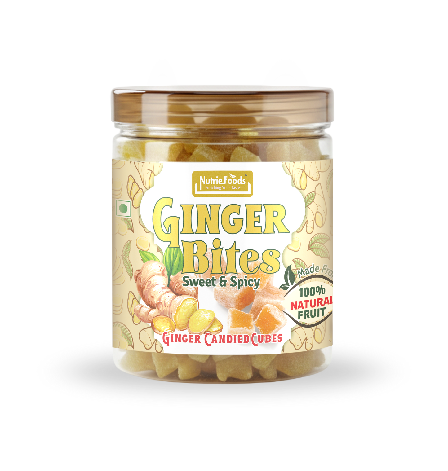 Ginger Bites | Ginger Candied Sweet & Mild Spicy Cubes | 100% Natural, No additives added | Original Flavor (250g)