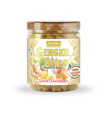 Ginger Bites | Ginger Candied Sweet & Mild Spicy Cubes | 100% Natural, No additives added | Original Flavor (250g)