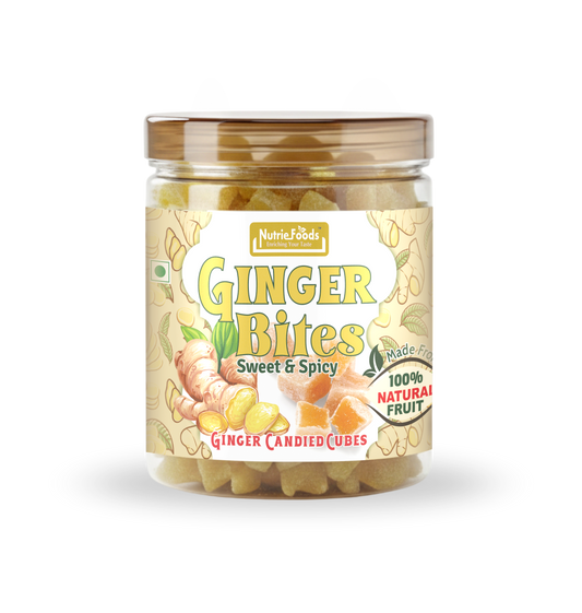 Ginger Bites | Ginger Candied Sweet & Mild Spicy Cubes | 100% Natural, No additives added | Original Flavor (250g)