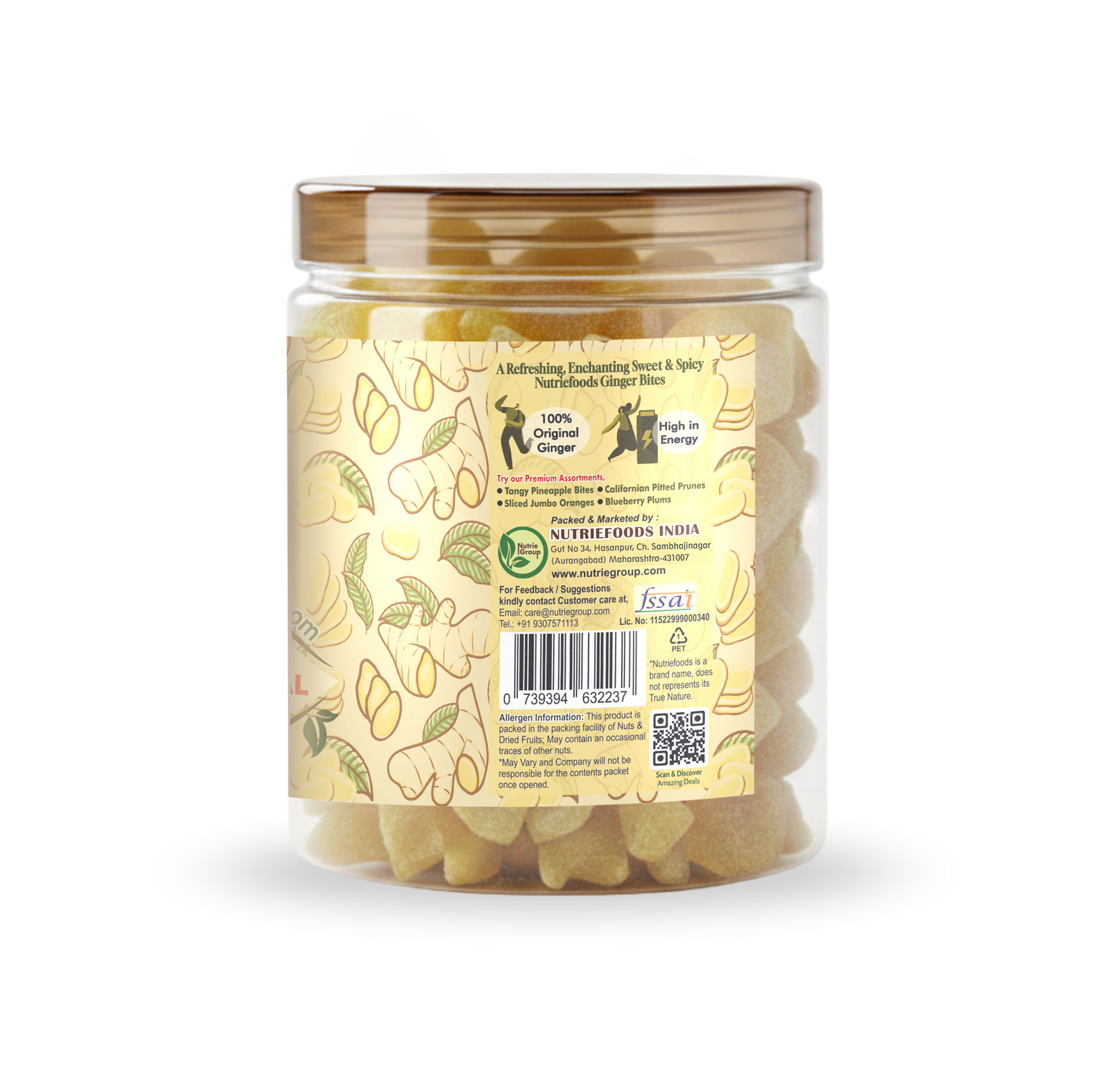 Ginger Bites | Ginger Candied Sweet & Mild Spicy Cubes | 100% Natural, No additives added | Original Flavor (250g)