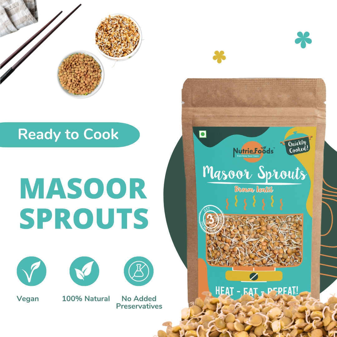 Nutriefoods Ready to Cook Moong+Moth+Chana+Lobia Combo Sprouts | Quickly Cooked with Spice Mix | Ready in 5 min | HEAT EAT REPEAT