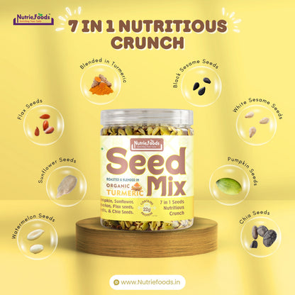 Nutriefoods Nutritious Crunchy Roasted 7 in 1 Seed Mix with Turmeric and Roasted in Himalayan Pink Salt
