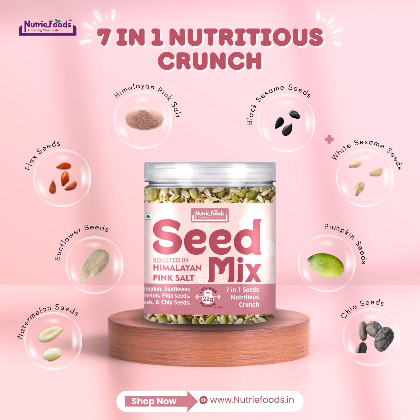 7 in 1 Seed Mix | Roasted in Himalayan Pink Salt | Nutritious, Crunchy & Roasted