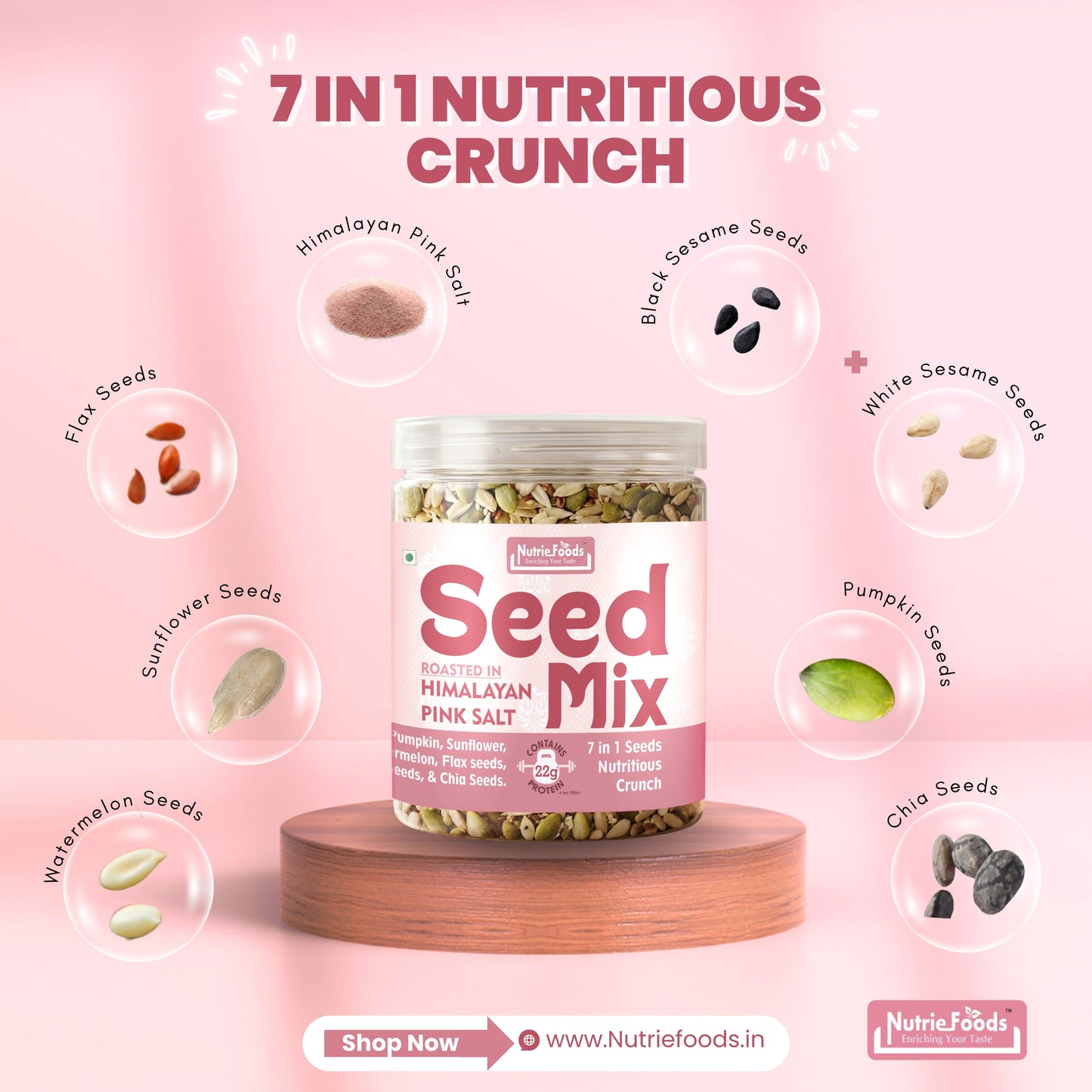 7 in 1 Seed Mix | Roasted in Himalayan Pink Salt | Nutritious, Crunchy & Roasted