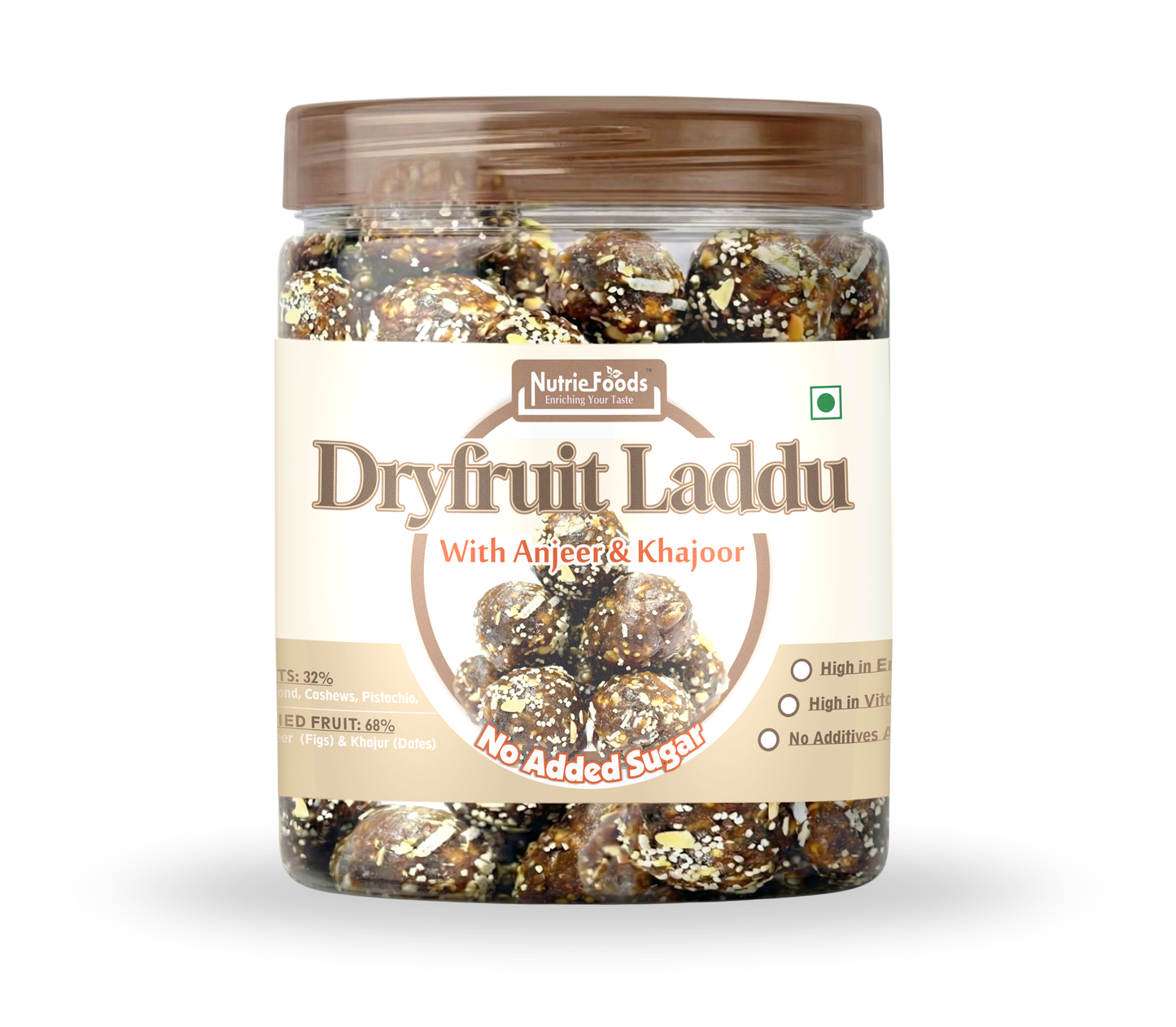 Nutriefoods Dry Fruit Laddu With Anjeer (Figs) And Khajur(Dates) | No Added Sugar (250Gm)