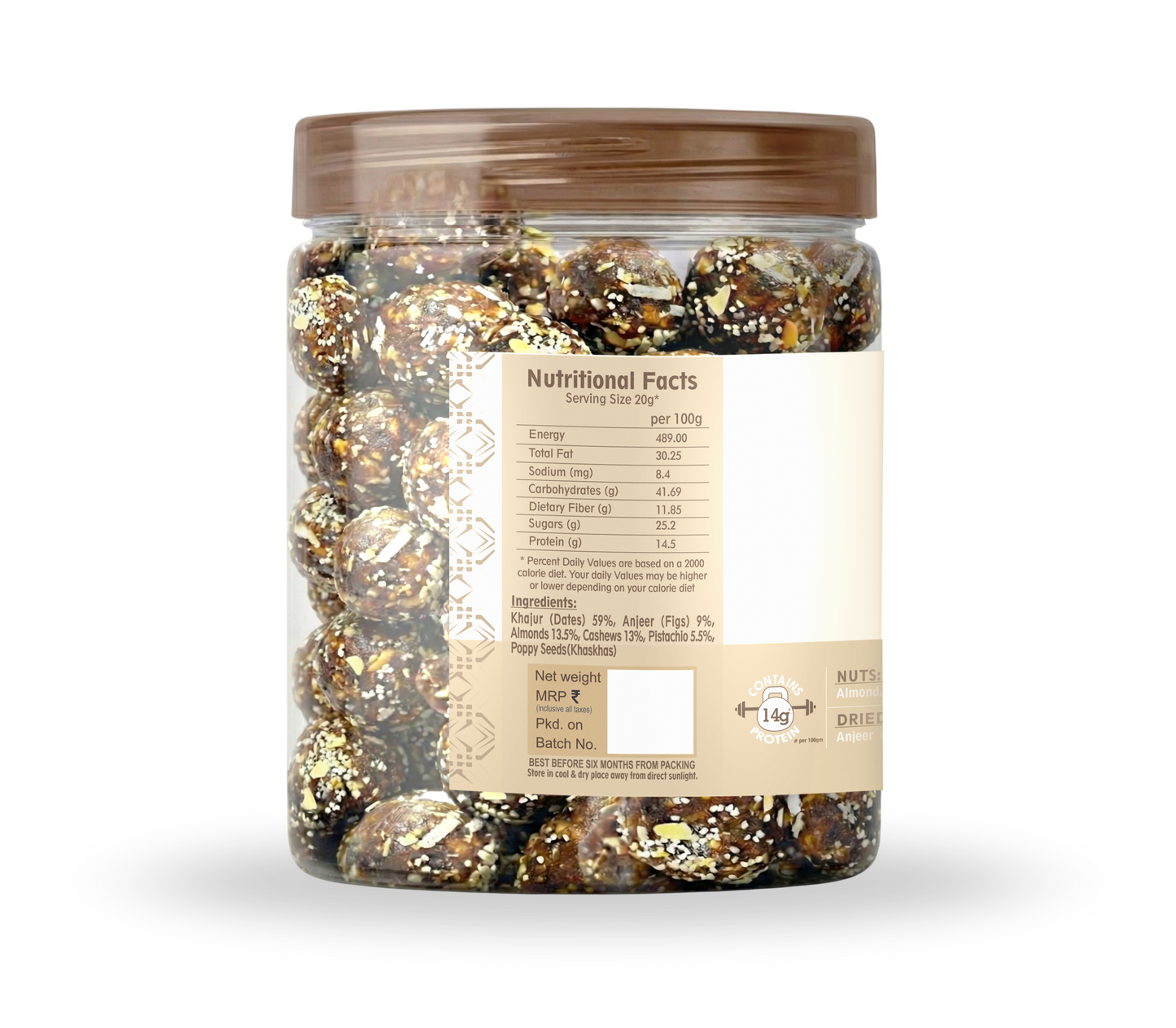 Nutriefoods Dry Fruit Laddu With Anjeer (Figs) And Khajur(Dates) | No Added Sugar (250Gm)