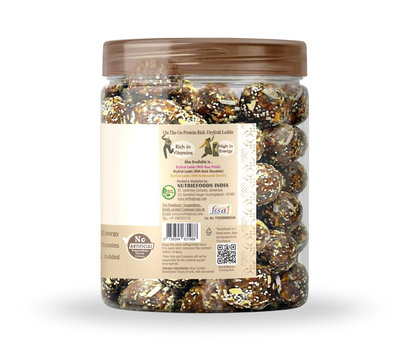 Nutriefoods Dry Fruit Laddu With Anjeer (Figs) And Khajur(Dates) | No Added Sugar (250Gm)