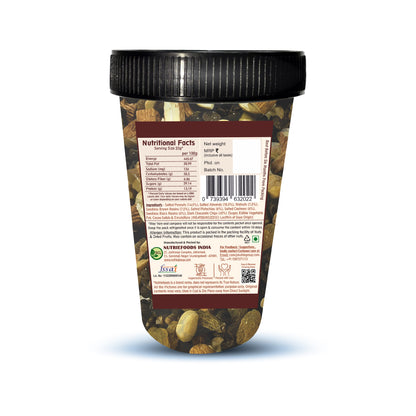 Nutriefoods Nutritious Mind Booster Roasted Snack Trail Mix With Dark Chocolate Chunks | Blend of Dried Fruits & Nuts (190gm)