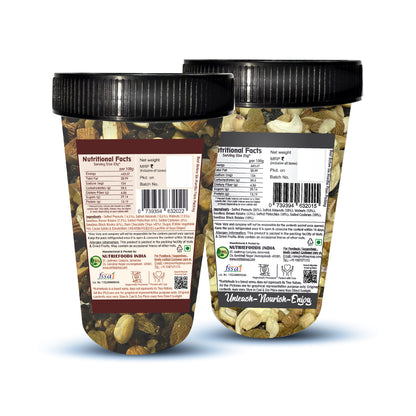 Nutriefoods Nutritious Mind Booster Roasted Snacks Trail Mix, Combo Pack of Classic- Roasted in Salt & Dark Chocolate Chips (380g)