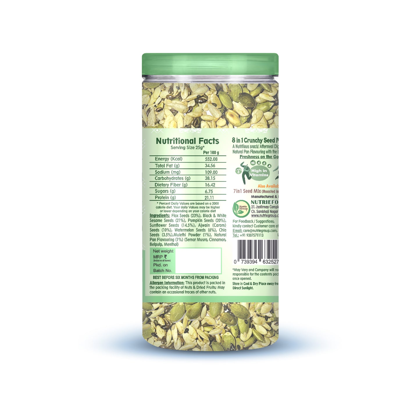 Nutriefoods Nutritious Crunchy 8 in 1 Seed Mix Mukhwas (Mouthfreshner) (180gm)