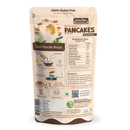 Nutriefoods Millet Pancakes Mix, 0% Maida, Contains Millets (46%)- Jawar, Amaranath and Foxtail; Oats (19%), Gluten Free,  Double Chocolate (150gm)