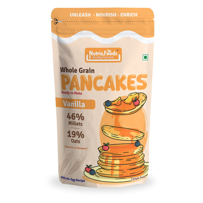 Nutriefoods Millet Pancakes Mix, 0% Maida, Contains Millets (46%)- Jawar, Amaranath and Foxtail; Oats (19%), Gluten Free,  Vanilla (150gm)