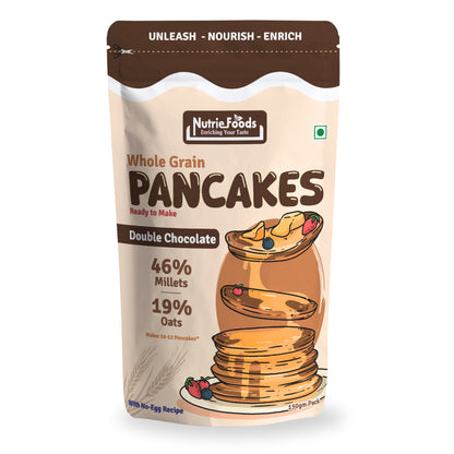 Nutriefoods Millet Pancakes Mix, 0% Maida, Contains Millets (46%)- Jawar, Amaranath and Foxtail; Oats (19%), Gluten Free,  Double Chocolate (150gm)