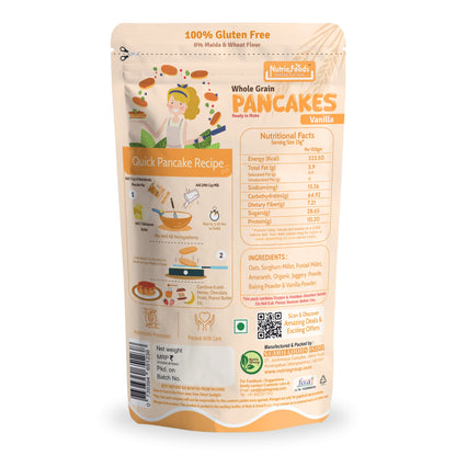 Nutriefoods Millet Pancakes Mix, 0% Maida, Contains Millets (46%)- Jawar, Amaranath and Foxtail; Oats (19%), Gluten Free,  Vanilla (150gm)
