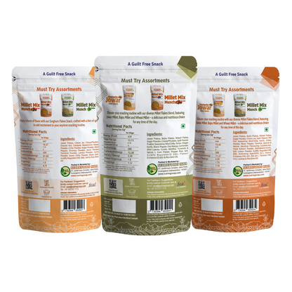 Millet Munch Snack Party Pack, 100% Roasted Millets & Guilt Free, Healthy & Nutritious Snack- Party Pack (300gm)