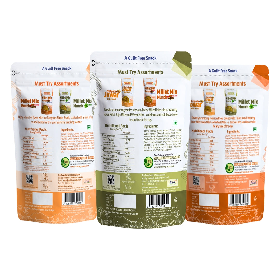 Millet Munch Snack Party Pack, 100% Roasted Millets & Guilt Free, Healthy & Nutritious Snack- Party Pack (300gm)