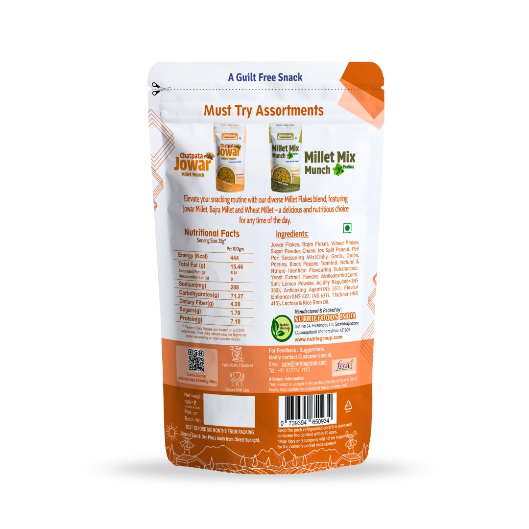 Millet Mix Munch- Peri Peri , Blend of Jowar, Wheat, and Bajra Flakes (100gm)