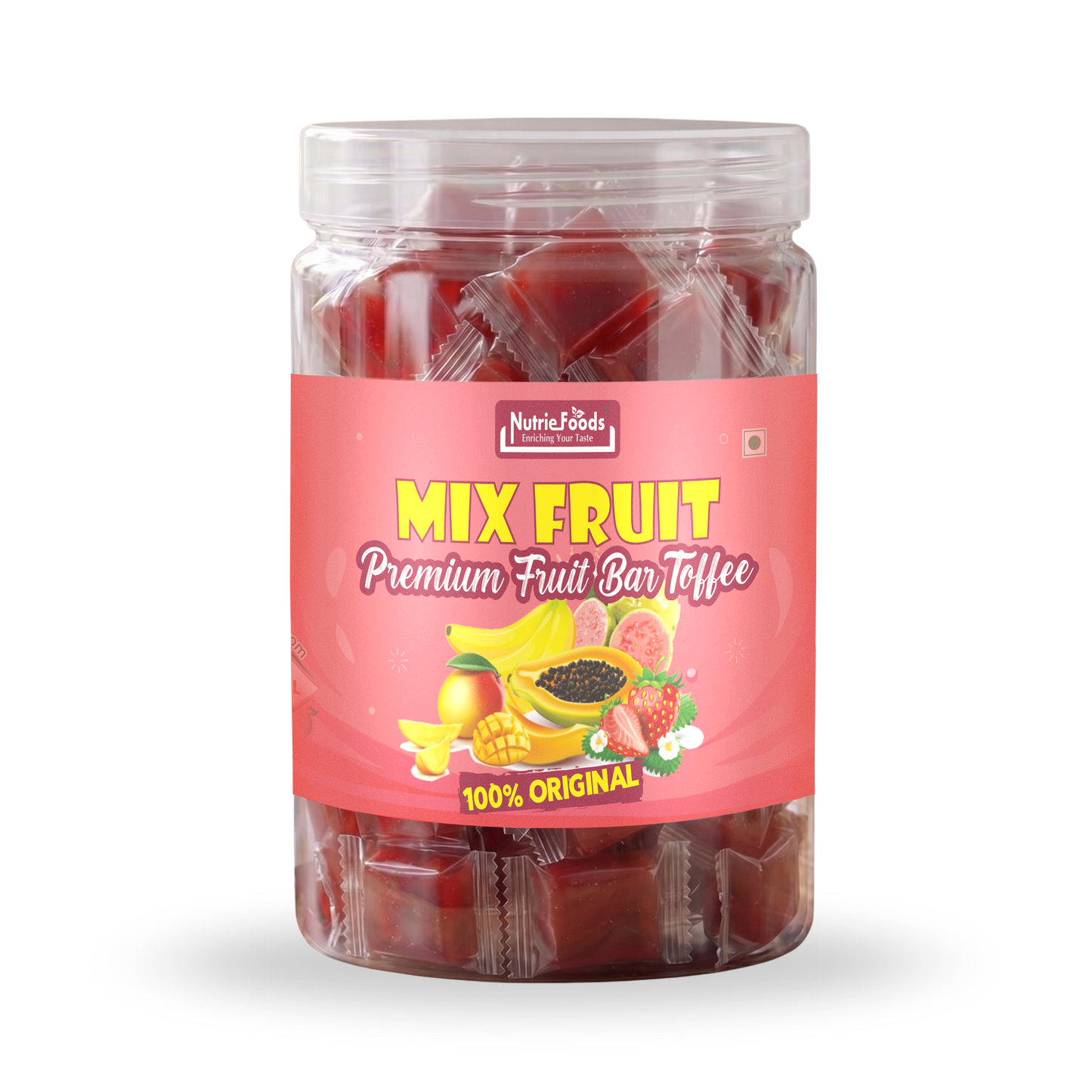 Nutriefoods Mix Fruit Toffee | 100% Fruit Pulp Candy | Blend of Mango, Banana, Guava, Papaya and Strawberry Fruit Pulp