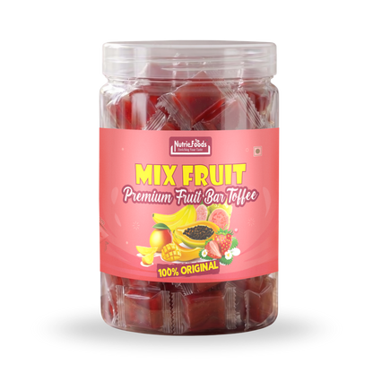 Nutriefoods Mix Fruit Toffee | 100% Fruit Pulp Candy | Blend of Mango, Banana, Guava, Papaya and Strawberry Fruit Pulp