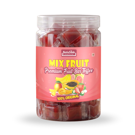 Nutriefoods Mix Fruit Toffee | 100% Fruit Pulp Candy | Blend of Mango, Banana, Guava, Papaya and Strawberry Fruit Pulp