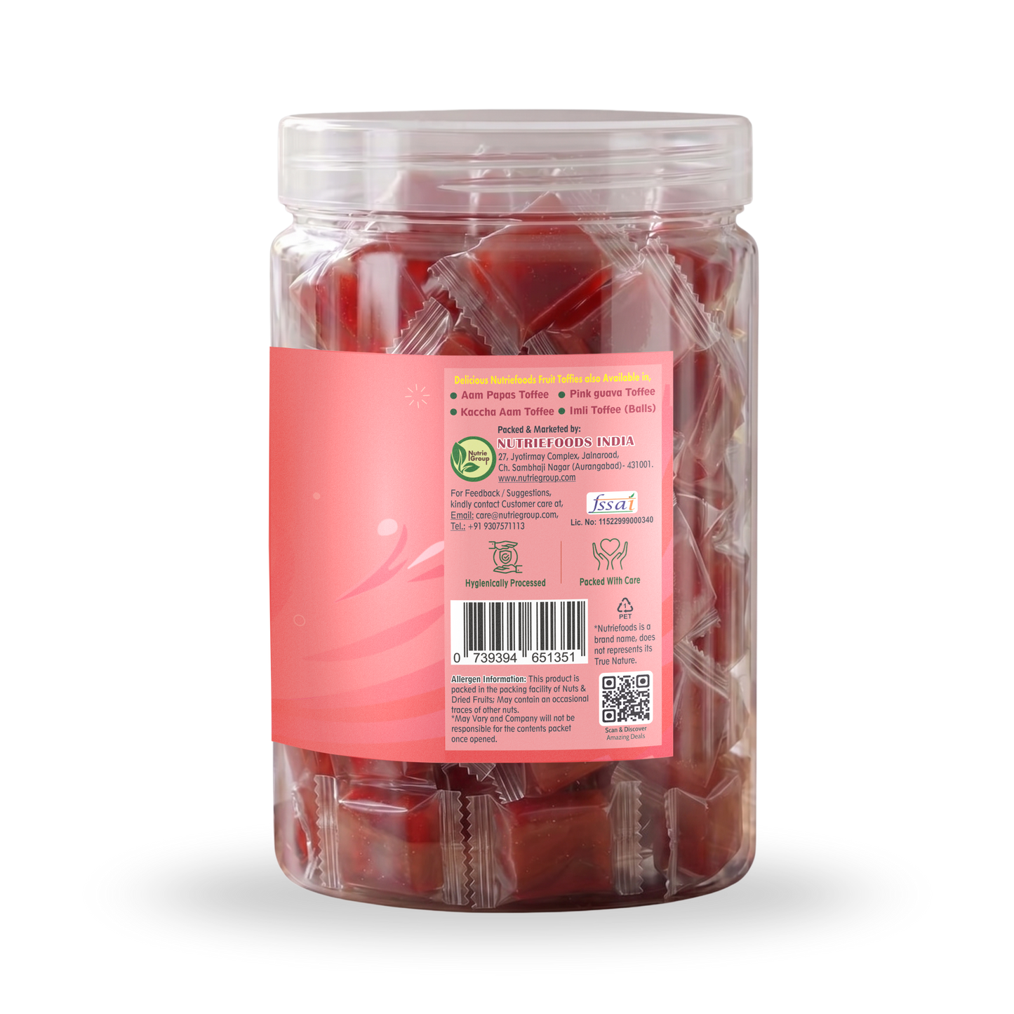 Nutriefoods Mix Fruit Toffee | 100% Fruit Pulp Candy | Blend of Mango, Banana, Guava, Papaya and Strawberry Fruit Pulp