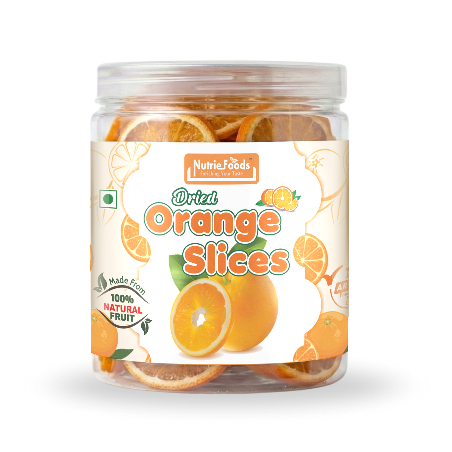 Nutriefoods Premium Dried Orange Slices | Rich in Vitamin C | 100% Natural Orange Bites | No Added Color, Flavors (250gm)