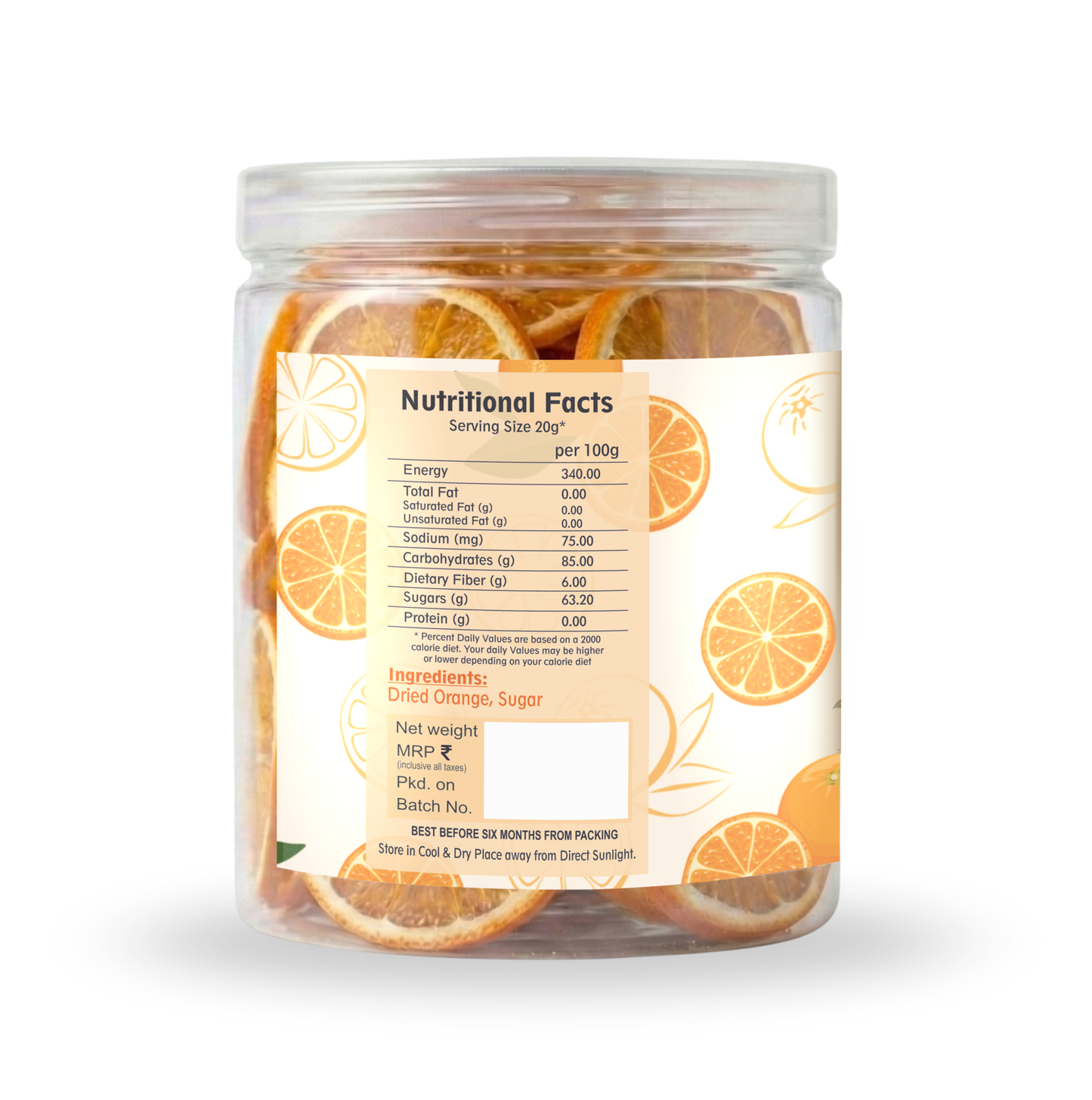 Nutriefoods Premium Dried Orange Slices | Rich in Vitamin C | 100% Natural Orange Bites | No Added Color, Flavors (250gm)