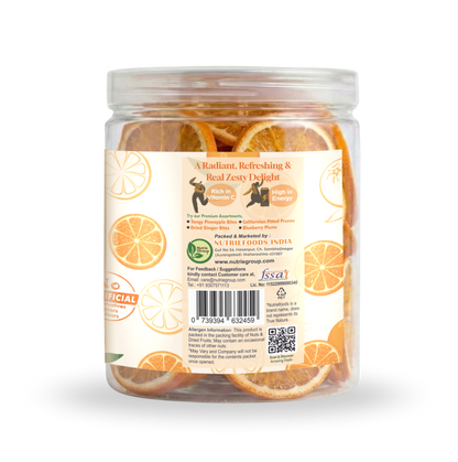 Nutriefoods Premium Dried Orange Slices | Rich in Vitamin C | 100% Natural Orange Bites | No Added Color, Flavors (250gm)
