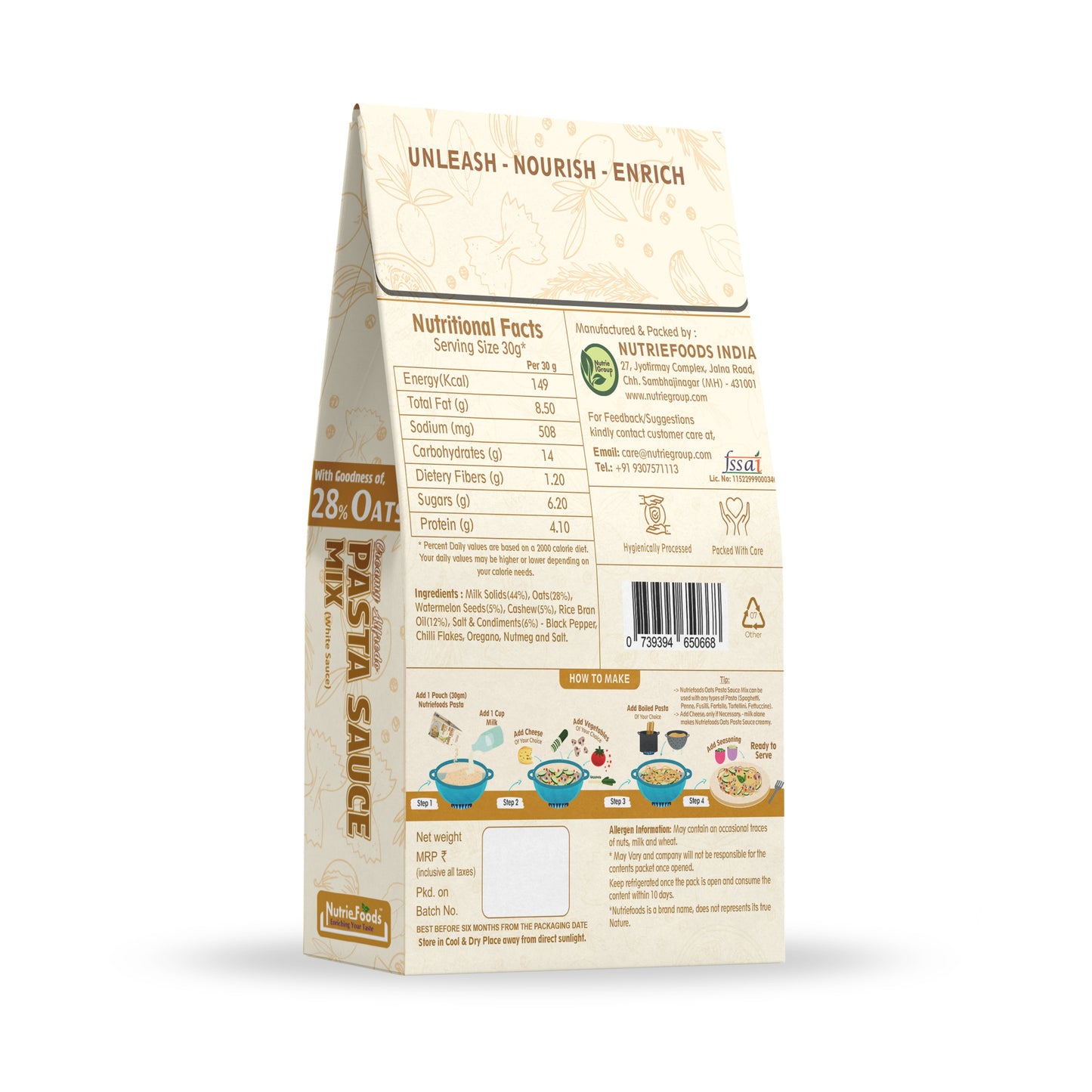 Oats Pasta Sauce Mix, With 28% Oats and 10% Nuts and Seeds, No Additives 180gm