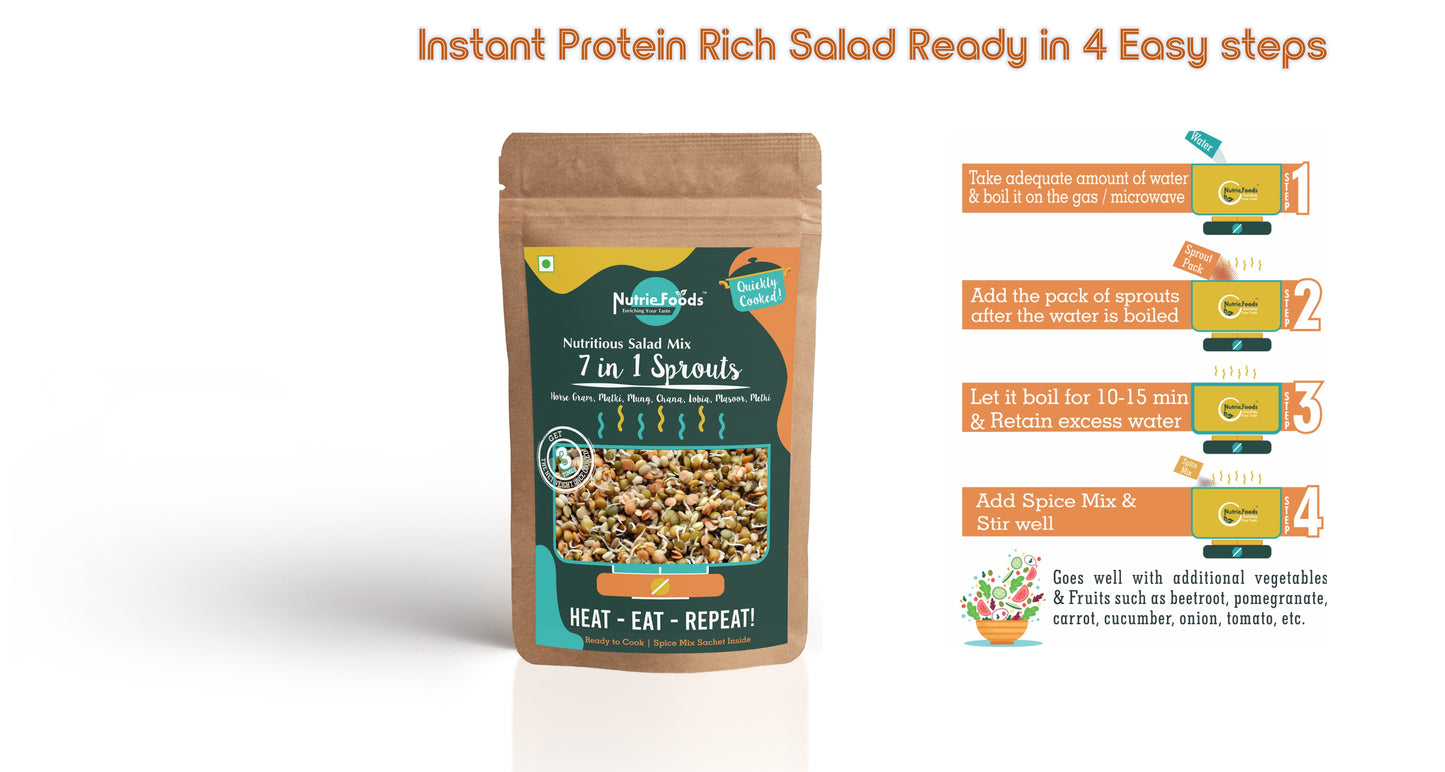 Nutriefoods Ready to Cook 7 in 1 Nutritious Salad Mix | Quickly Cooked with Spice Mix | HEAT EAT REPEAT (200gm)