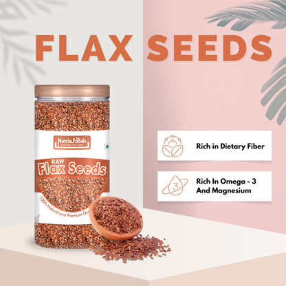 Nutriefoods 100% Raw Premium Pumpkin and Flax Seeds Combo (Pack Of 2) (400g)