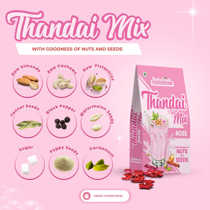 Rose Thandai Mix | Instant Thandai Powder | With Goodness of Nuts and Seeds 200gm