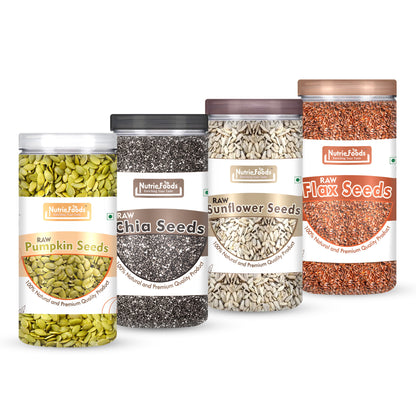 Nutriefoods 100% Raw Premium Pumpkin, Chia, Sunflower, and Flax Seeds Combo (800g)