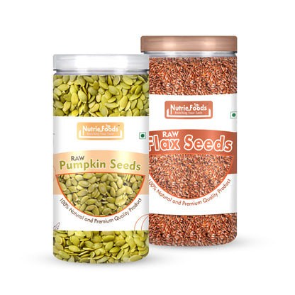 Nutriefoods 100% Raw Premium Pumpkin and Flax Seeds Combo (Pack Of 2) (400g)