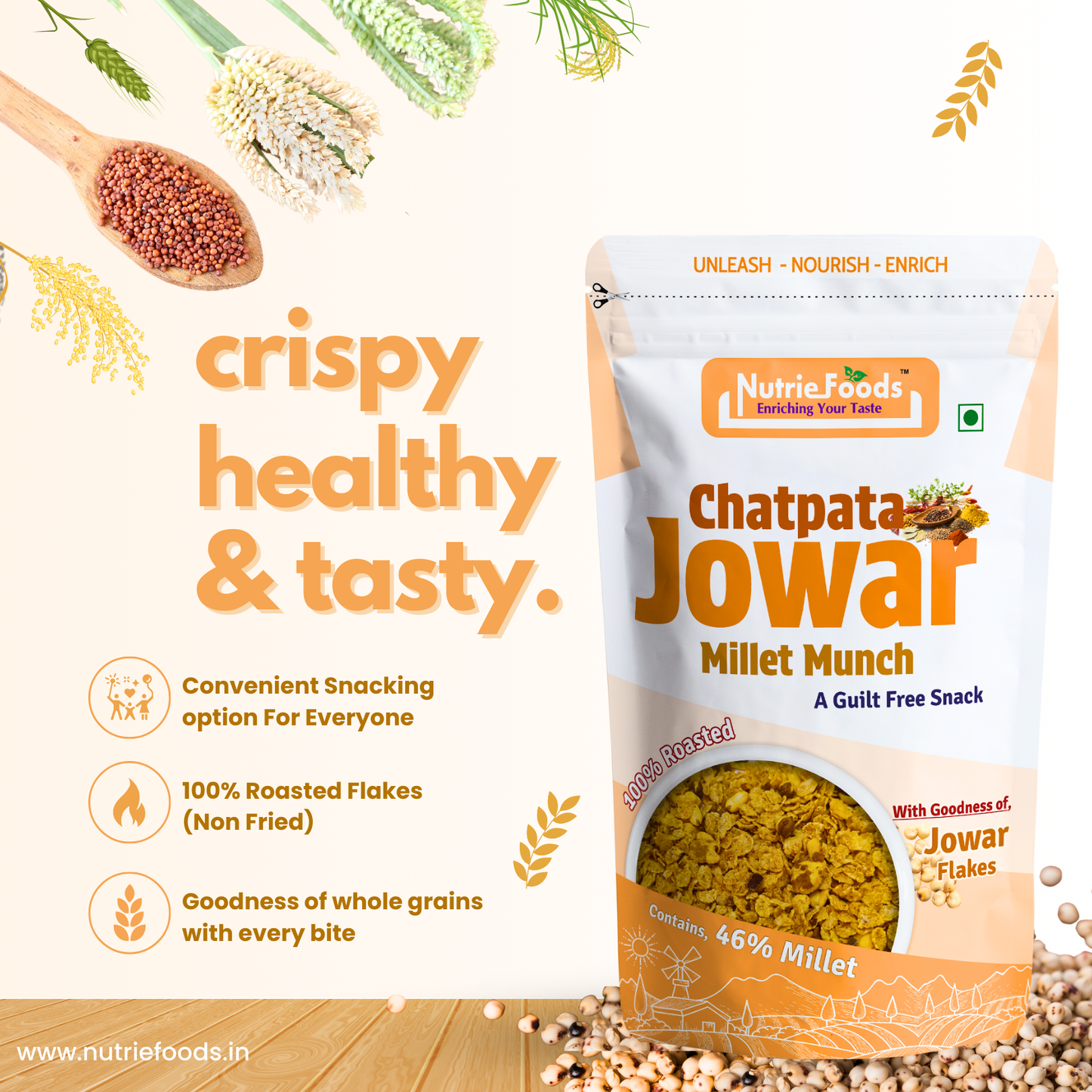 Millet Munch Snack Party Pack, 100% Roasted Millets & Guilt Free, Healthy & Nutritious Snack- Party Pack (300gm)
