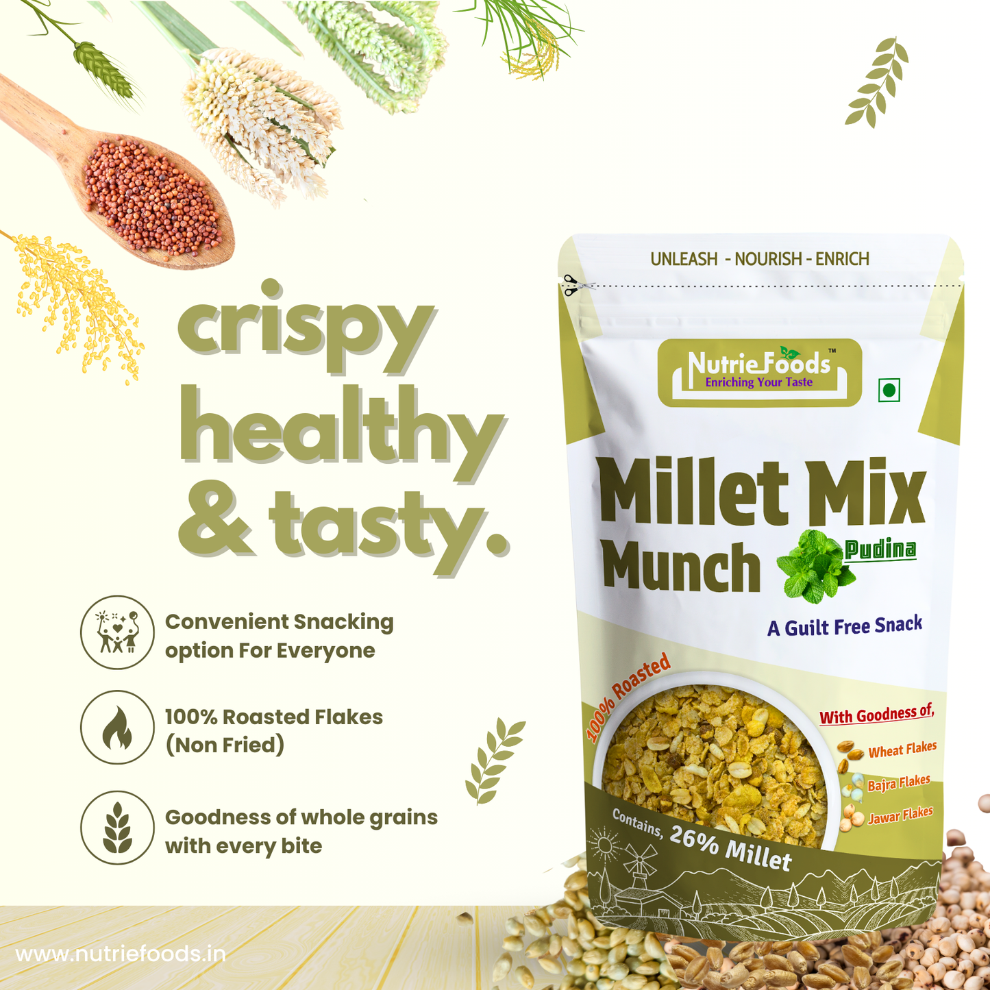 Millet Munch Snack Party Pack, 100% Roasted Millets & Guilt Free, Healthy & Nutritious Snack- Party Pack (300gm)