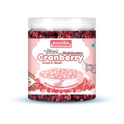 Nutriefoods Premium Sliced Dried Cranberries | Grown and Produced in the USA (250g)