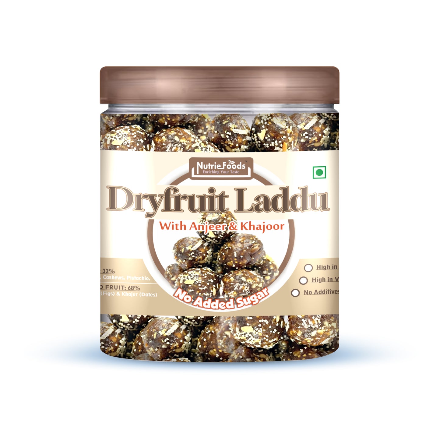 Nutriefoods Dry Fruit Laddu With Anjeer (Figs) And Khajur(Dates) | No Added Sugar (250Gm)