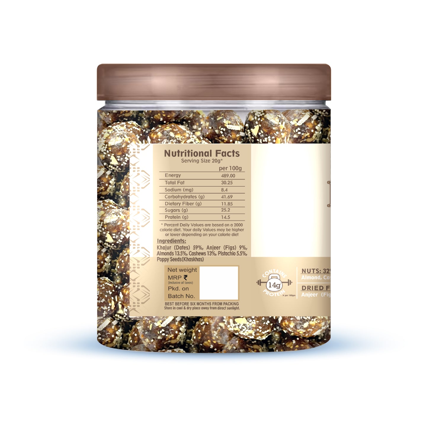 Nutriefoods Dry Fruit Laddu With Anjeer (Figs) And Khajur(Dates) | No Added Sugar (250Gm)