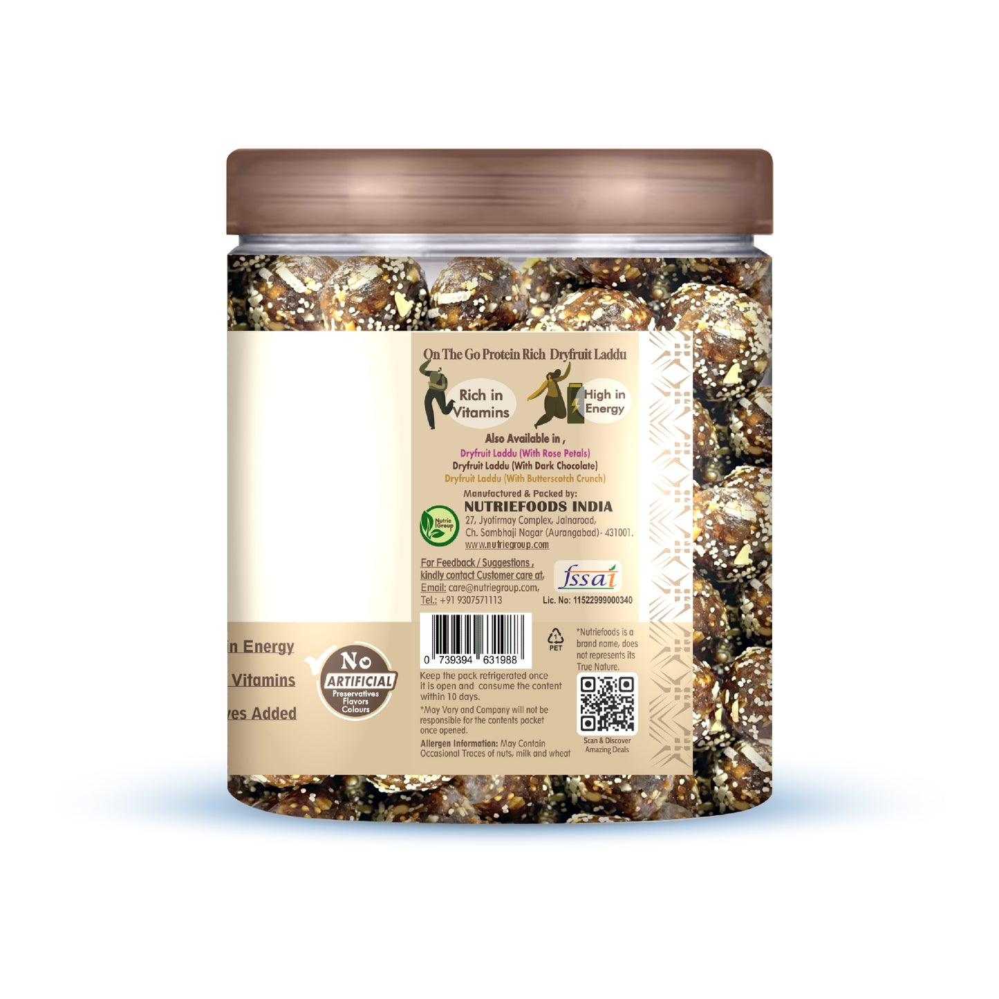 Nutriefoods Dry Fruit Laddu With Anjeer (Figs) And Khajur(Dates) | No Added Sugar (250Gm)