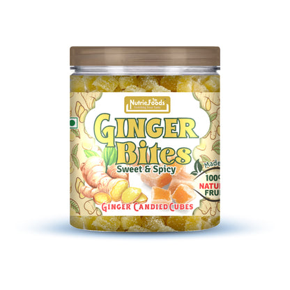 Ginger Bites | Ginger Candied Sweet & Mild Spicy Cubes | 100% Natural, No additives added | Original Flavor (250g)
