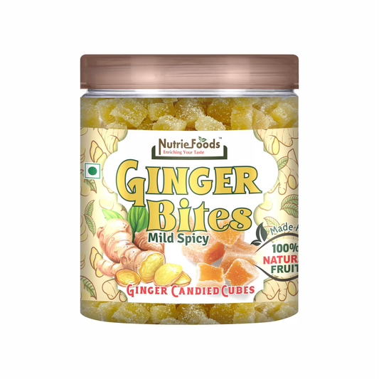 Ginger Bites | Ginger Candied Sweet & Mild Spicy Cubes | 100% Natural, No additives added | Original Flavor (250g)