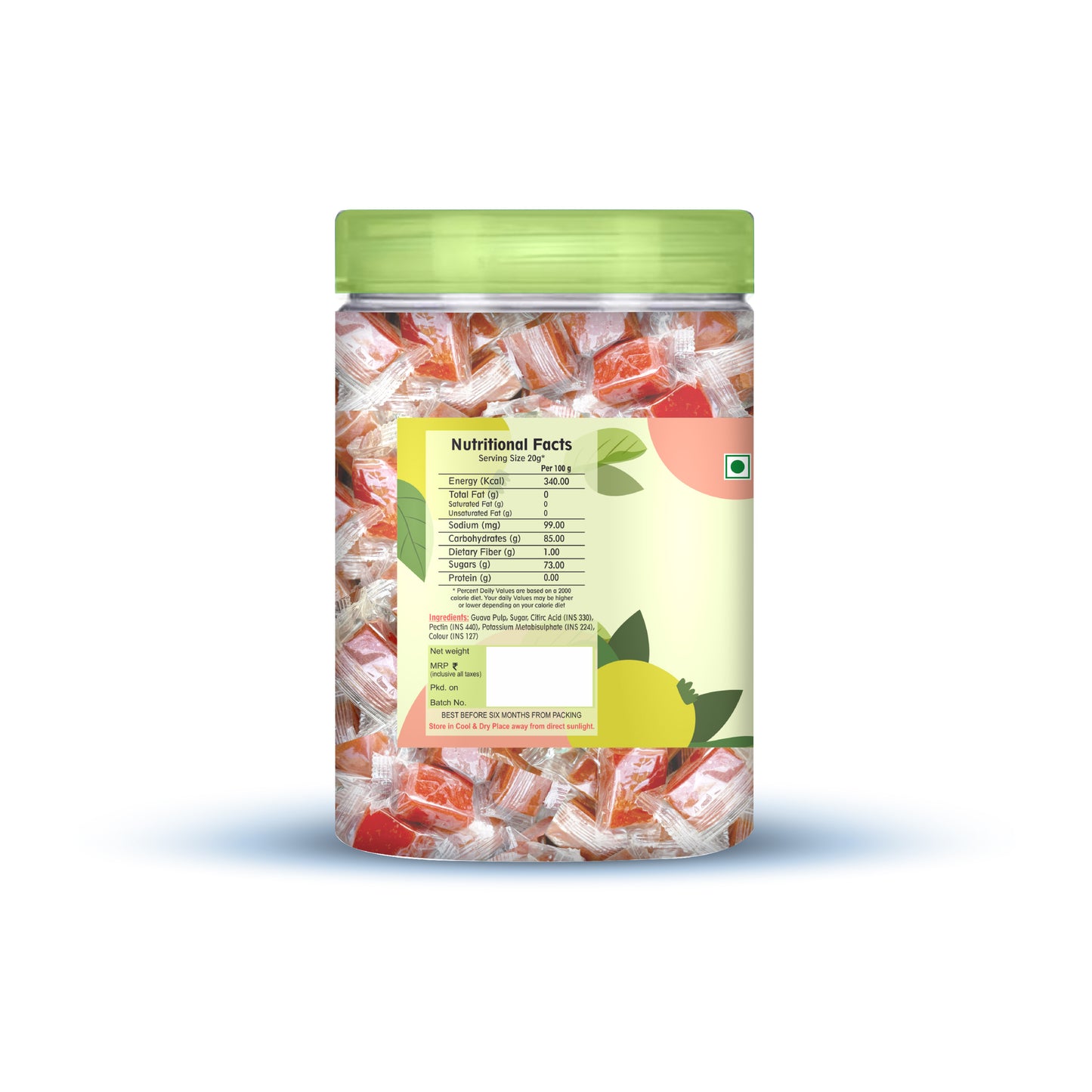 Nutriefoods Pink Guava Toffee | 100% Natural Fruit Candy | Premium Guava Fruit Bar
