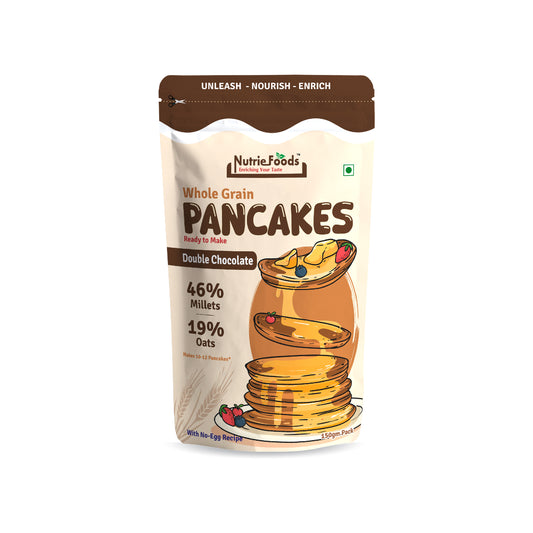 Nutriefoods Millet Pancakes Mix, 0% Maida, Contains Millets (46%)- Jawar, Amaranath and Foxtail; Oats (19%), Gluten Free,  Double Chocolate (150gm)